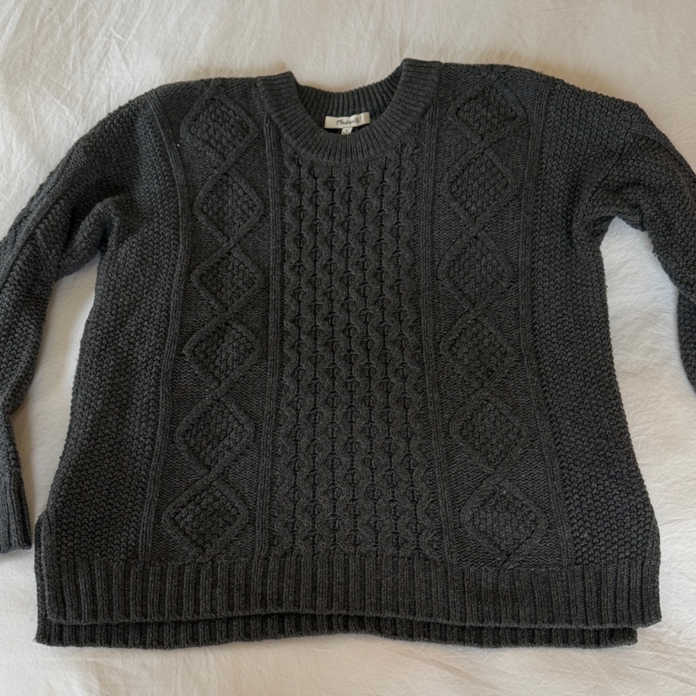 Madewell Charcoal Cable Knit Sweater